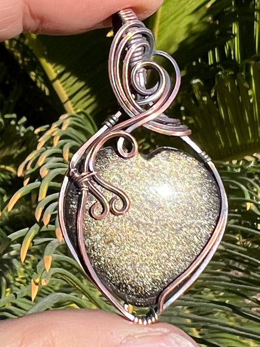 Golden Sheen Obsidian Heart