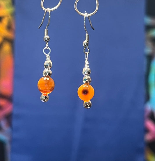 Brown Striped Agate Earrings