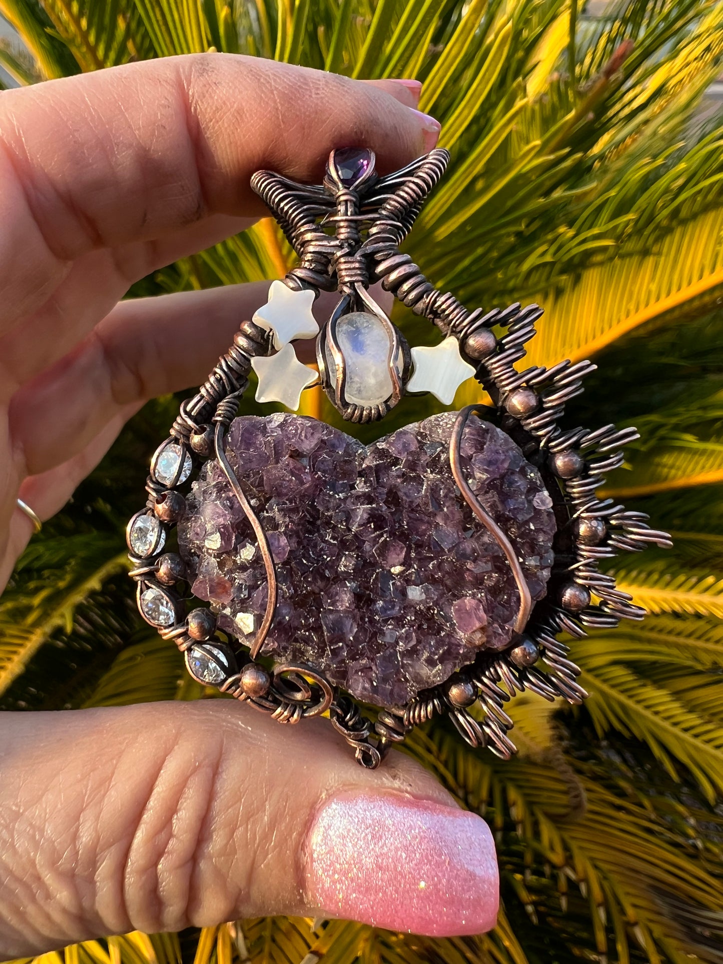 Starlight Devotion — Amethyst & Moonstone Pendant