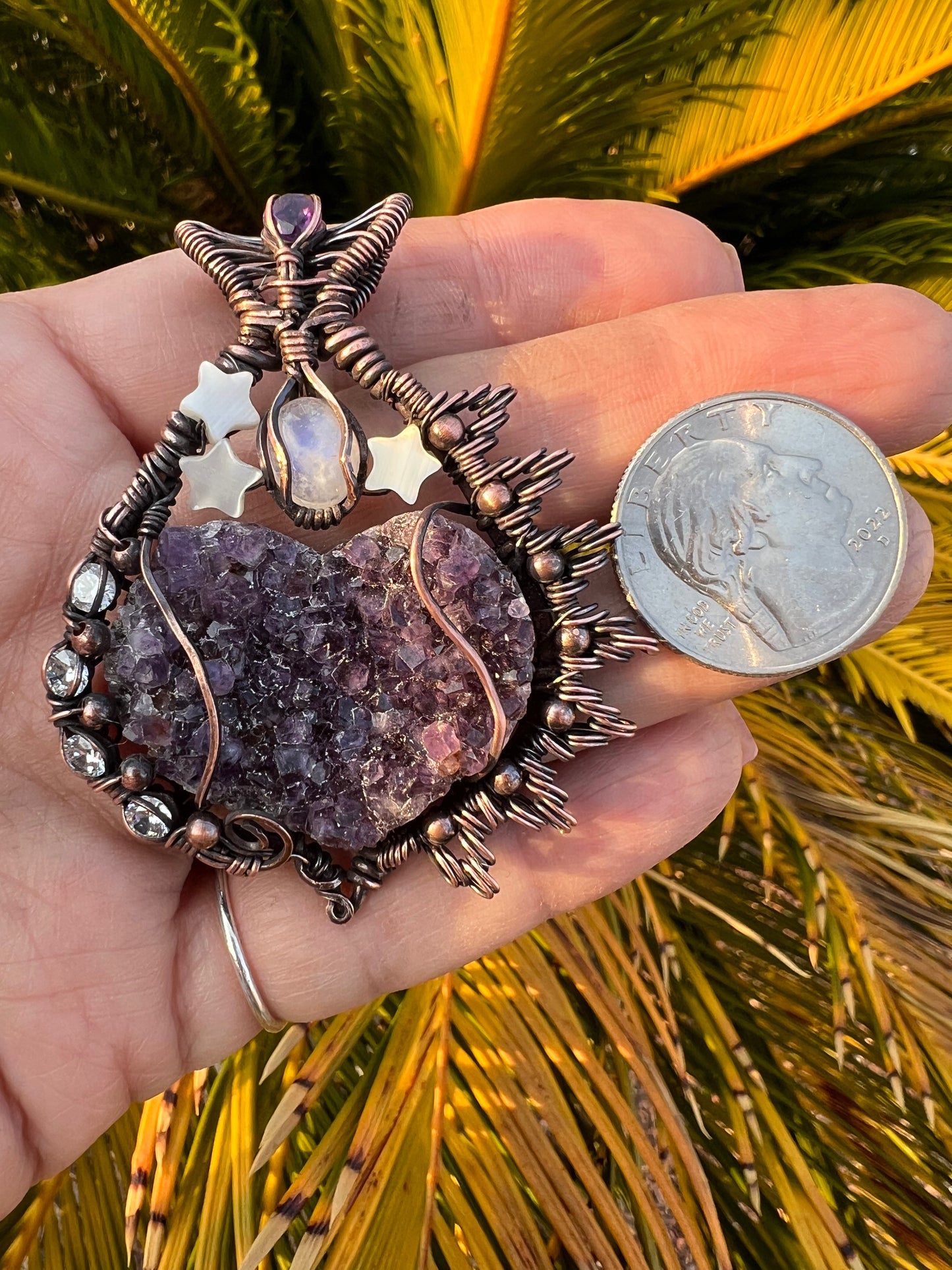 Starlight Devotion — Amethyst & Moonstone Pendant