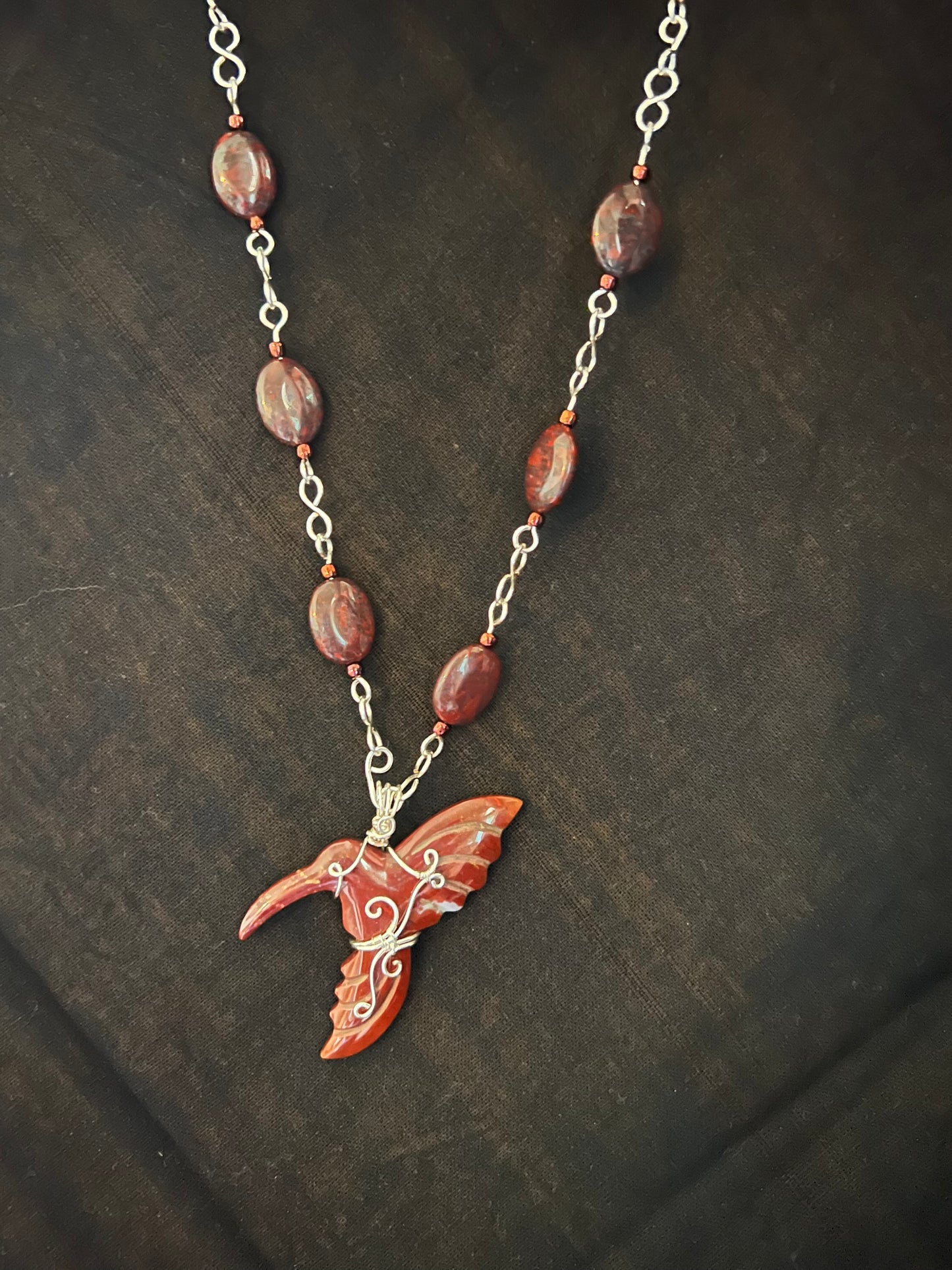 Hummingbird in Red Jasper