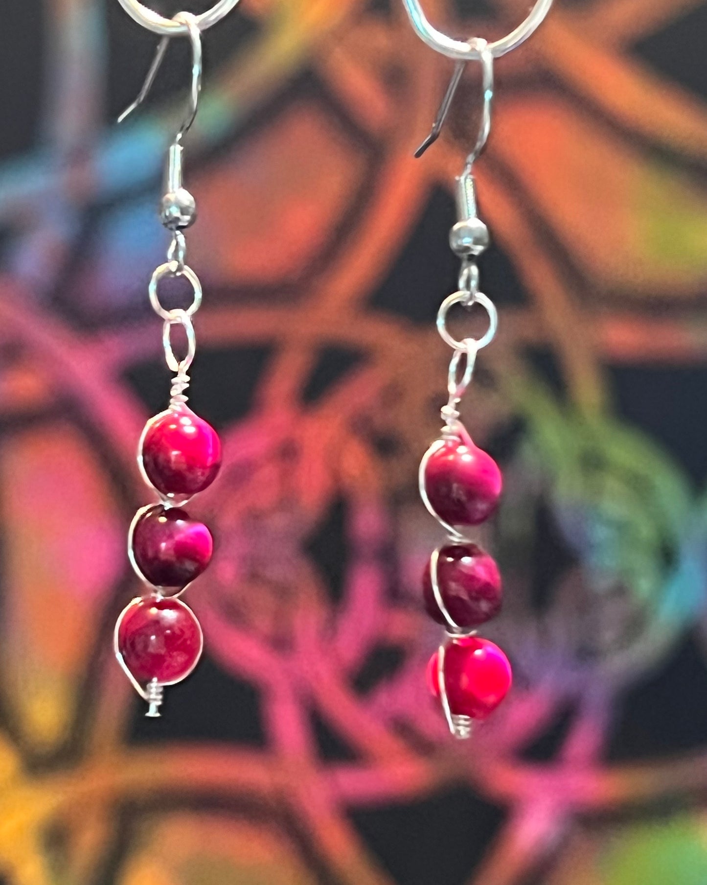 Pink Tiger’s Eye Earrings