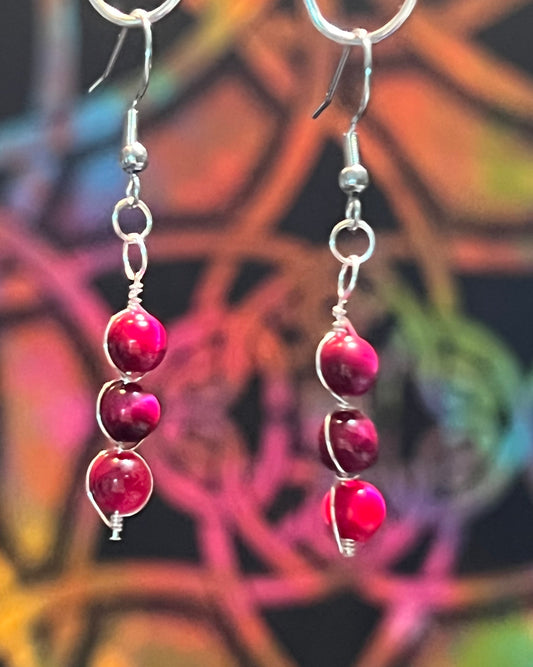 Pink Tiger’s Eye Earrings