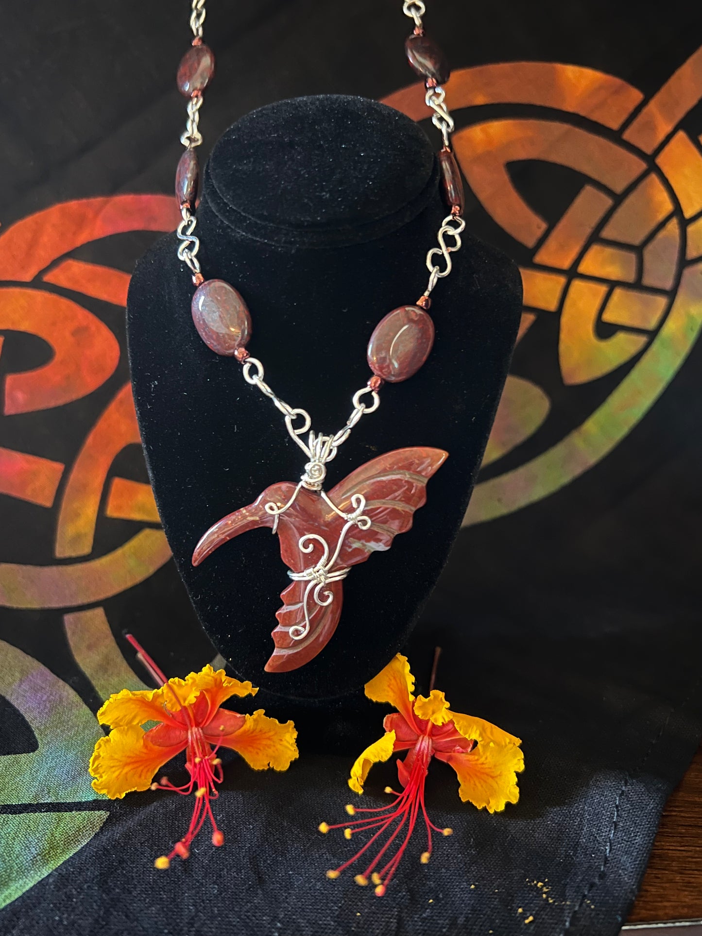 Hummingbird in Red Jasper