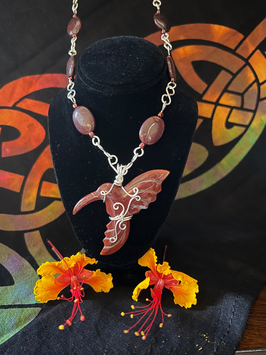 Hummingbird in Red Jasper