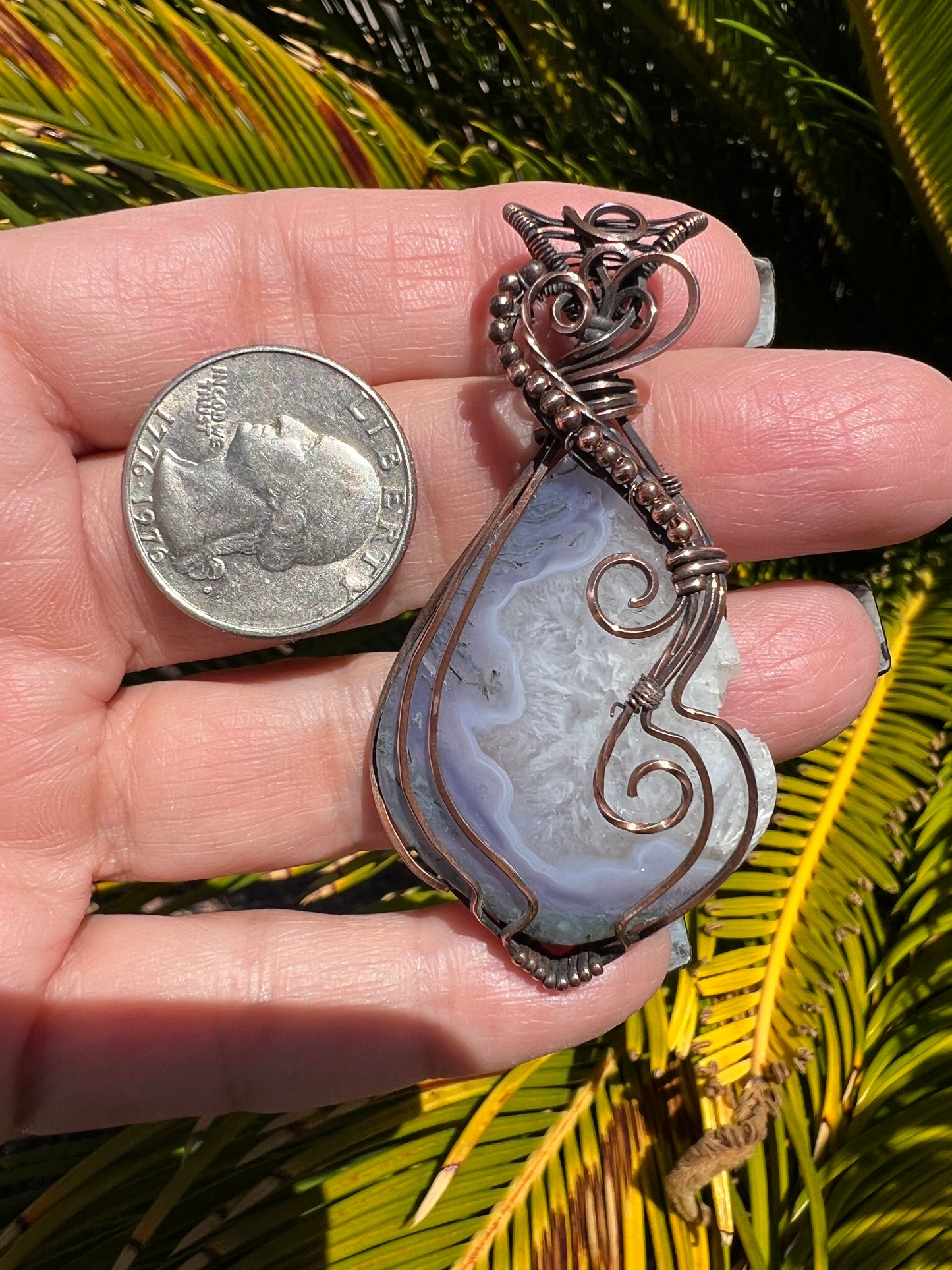 Purple Plume Druzy Agate in Copper