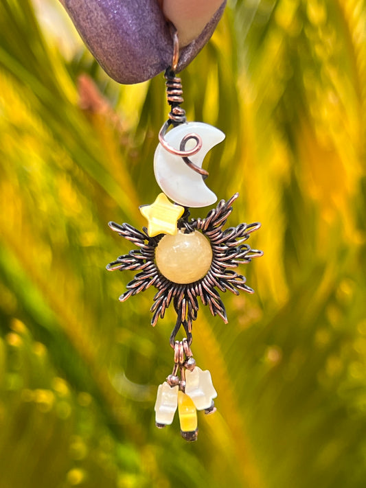 Sun, Moon & Stars Pendant~ Moonlit Radiance
