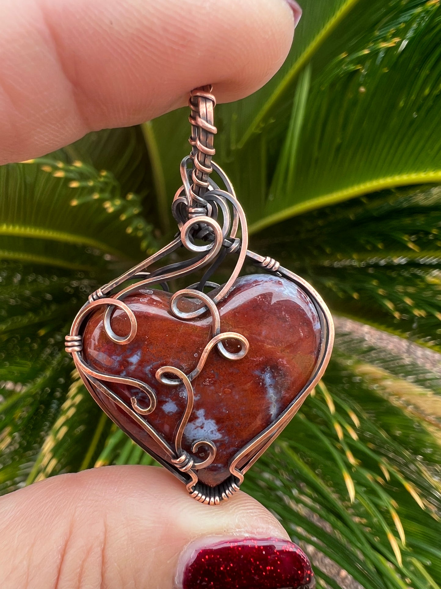 Red Moss Agate Heart