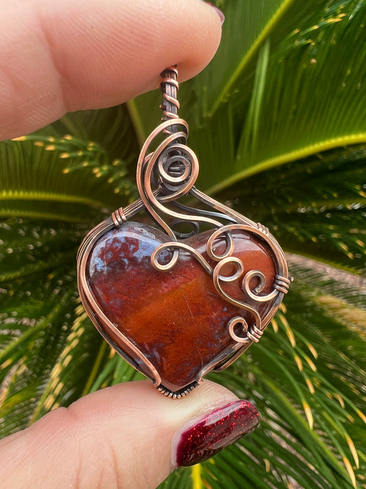 Red Moss Agate Heart