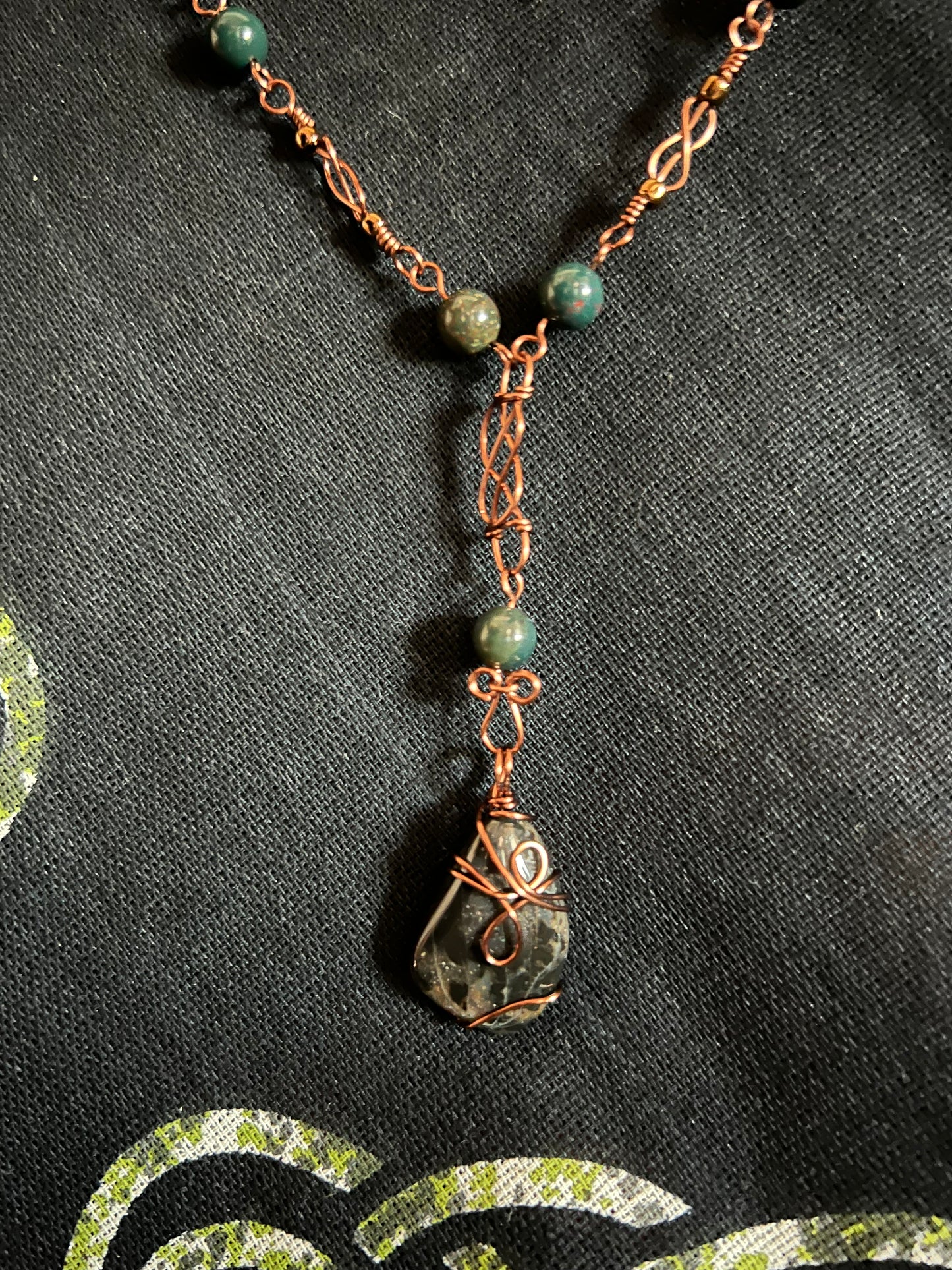 Agate & Bloodstone Celtic Knot Necklace