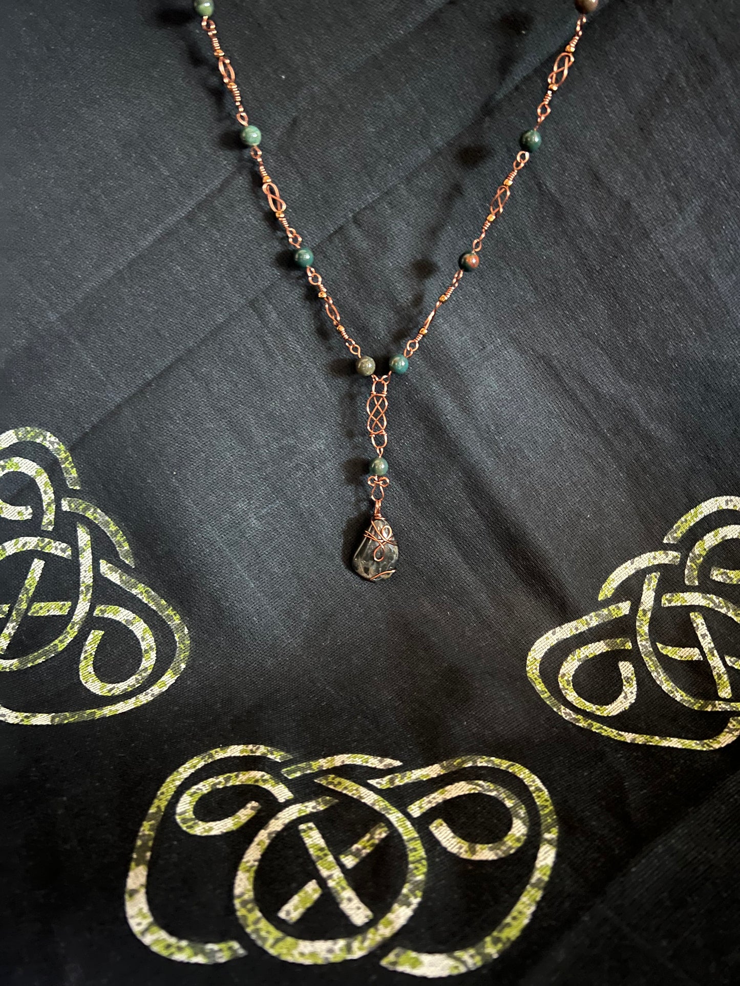 Agate & Bloodstone Celtic Knot Necklace